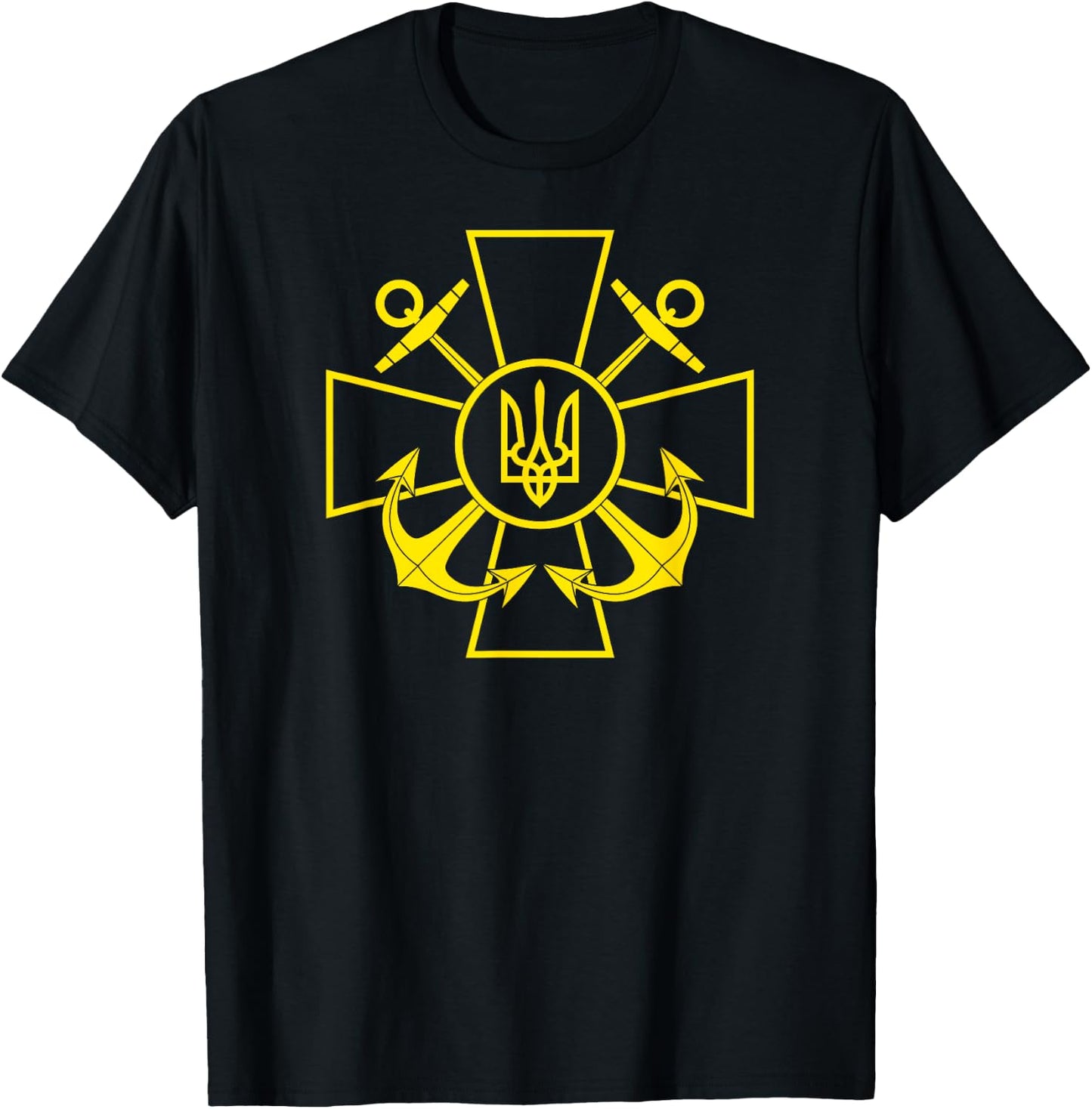 Ukrainian Navy Emblem Ukraine Navy Armed Forces T-Shirt - T-Shirt | Black