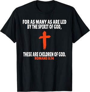 Romans 8:14 Bible Verses Scripture T-Shirt - T-Shirt | Black