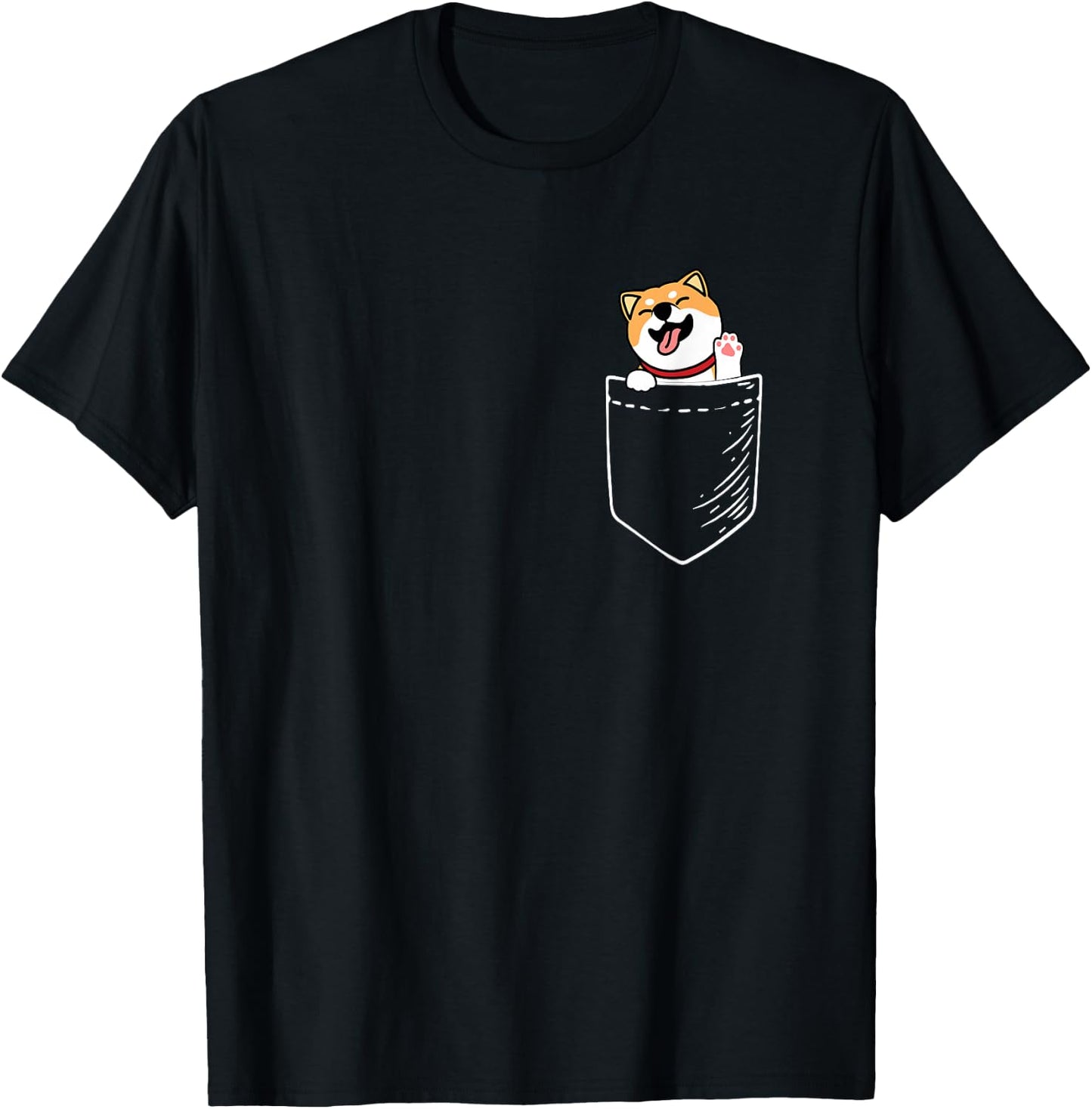 Kids Kawaii Doge Meme Pocket Shiba Inu Dog Lover T-Shirt - T-Shirt | Black