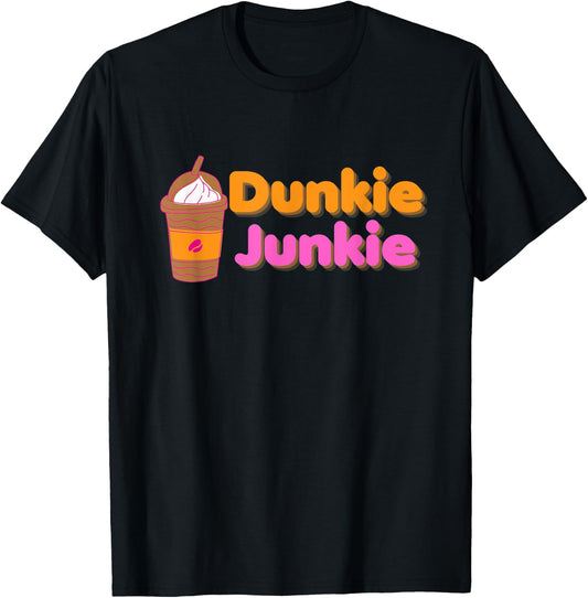 Dunkie Junkie Funny Coffee Saying T-Shirt - T-Shirt | Black
