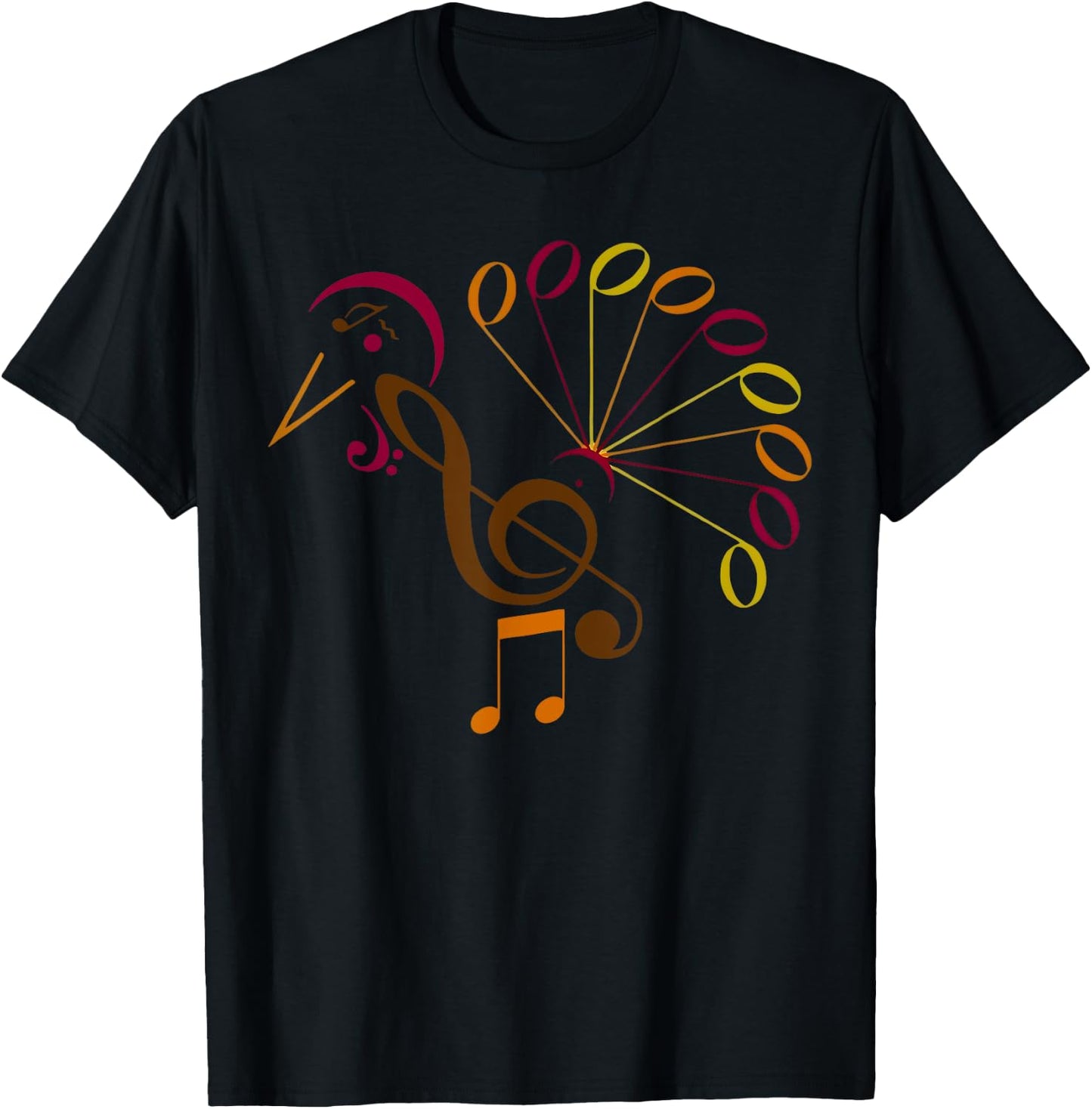 Music Note Symbol Turkey Music Teacher Thanksgiving Musician T-Shirt - T-Shirt | Black