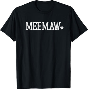 Meemaw Gifts Design with Heart Love Meemaw T-Shirt - T-Shirt | Black