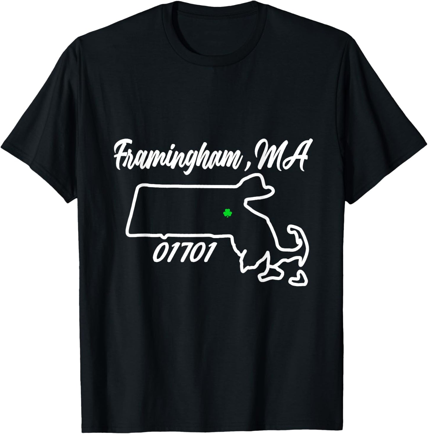 Framingham MA 01701 MASS Massachusetts State Map Souvenir T-Shirt - T-Shirt | Black
