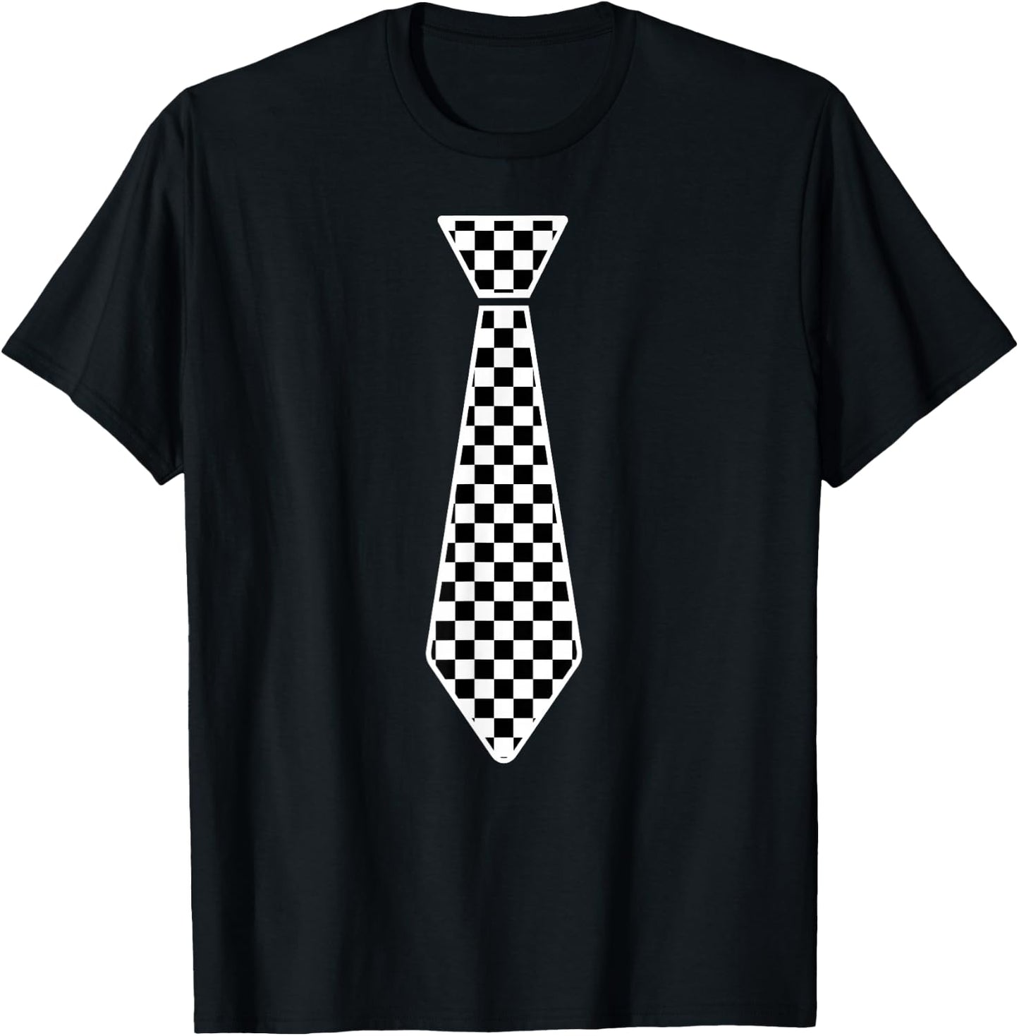 Checkered Race Car Flag Tie Cute Necktie Funny Boys Toddlers T-Shirt - T-Shirt | Black