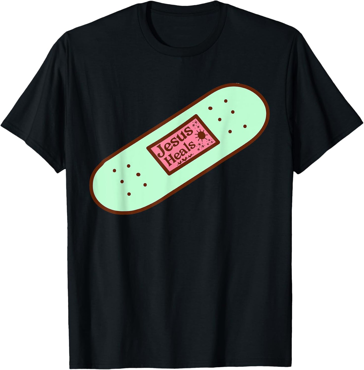 Funny Jesus Heals God Promises Christian Band-aid Prayer T-Shirt - T-Shirt | Black
