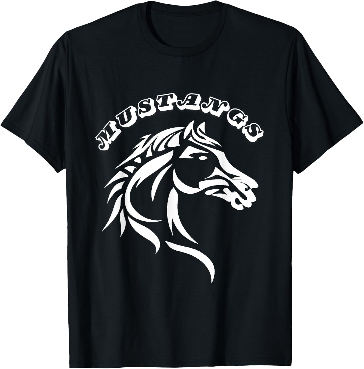 Mustangs Teacher Student School Sports Fan Team Spirit Men Women Girls Kids T-Shirt - T-Shirt | Black