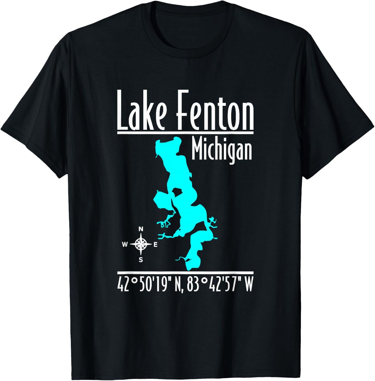 Modern Lake Fenton - Michigan T-Shirt - T-Shirt | Black