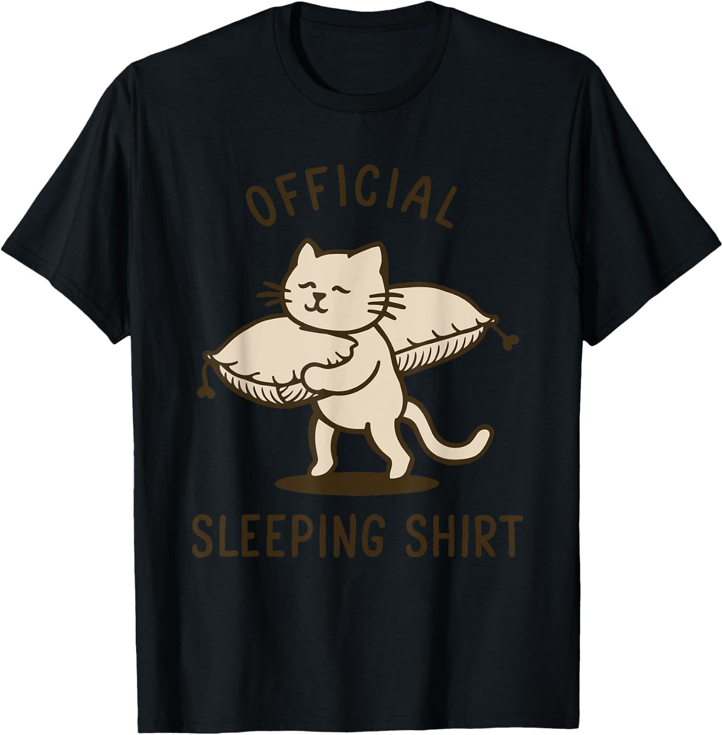 Official Sleep Shirt Cat Funny Men Women T-Shirt - T-Shirt | Black