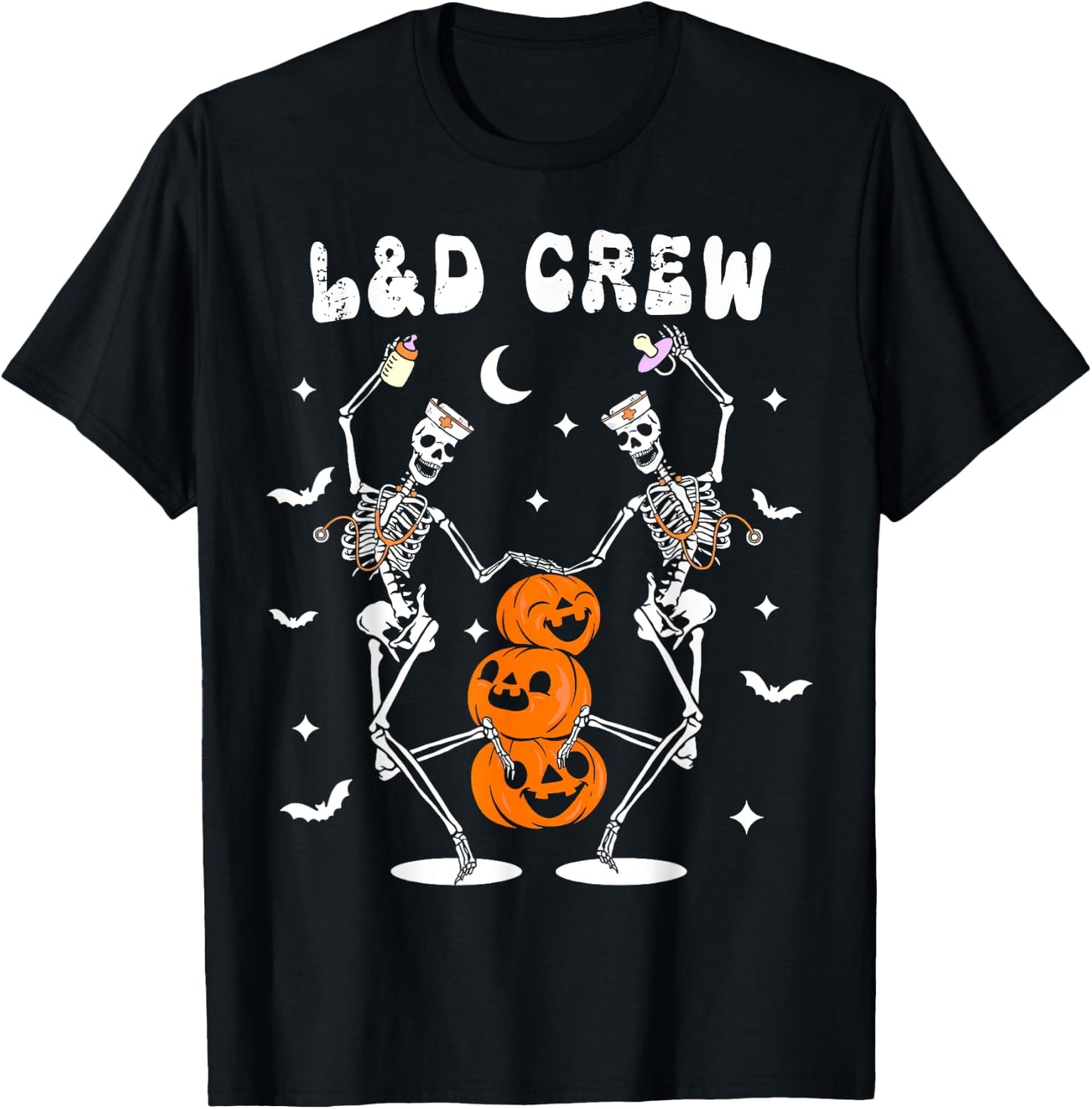 Labor And Delivery Crew Nurse Skeleton Dancing Halloween T-Shirt - T-Shirt | Black