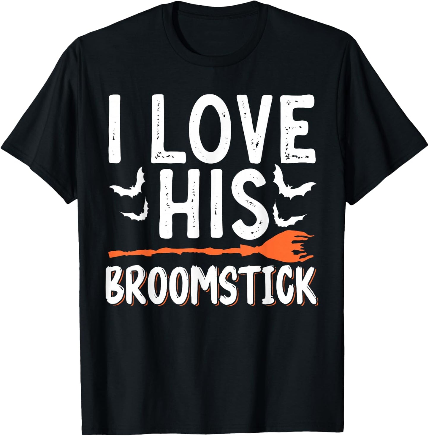 I Love His Broomstick I Love Her Pumpkins T-Shirt - T-Shirt | Black