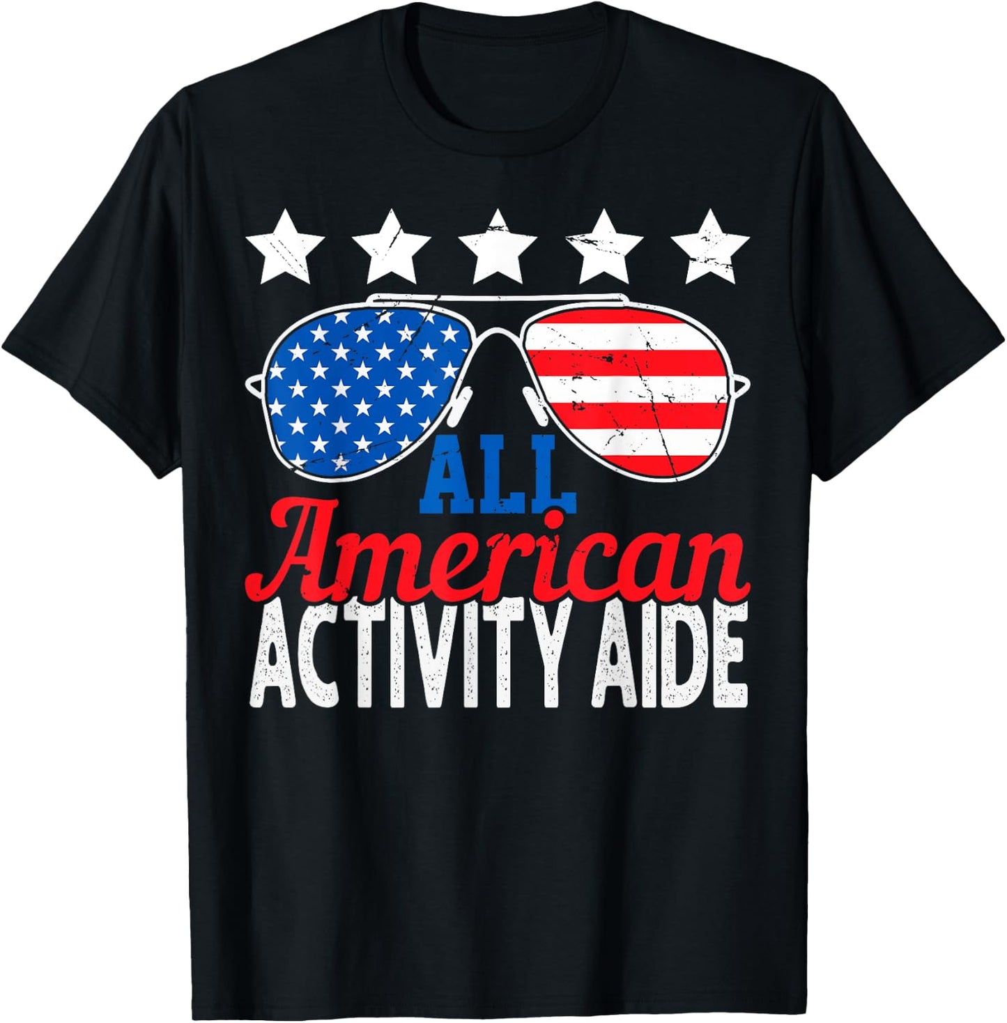 All American Activity Aide USA Flag Sunglasses 4th of July Men T-Shirt - T-Shirt | Black