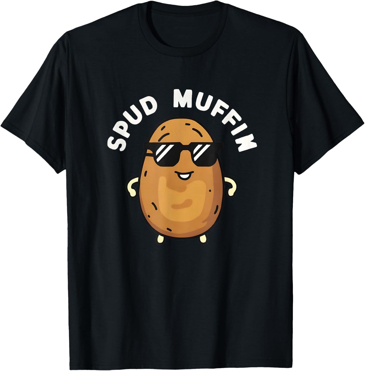 Funny Spud Muffin Potato Lover Print T-Shirt - T-Shirt | Black