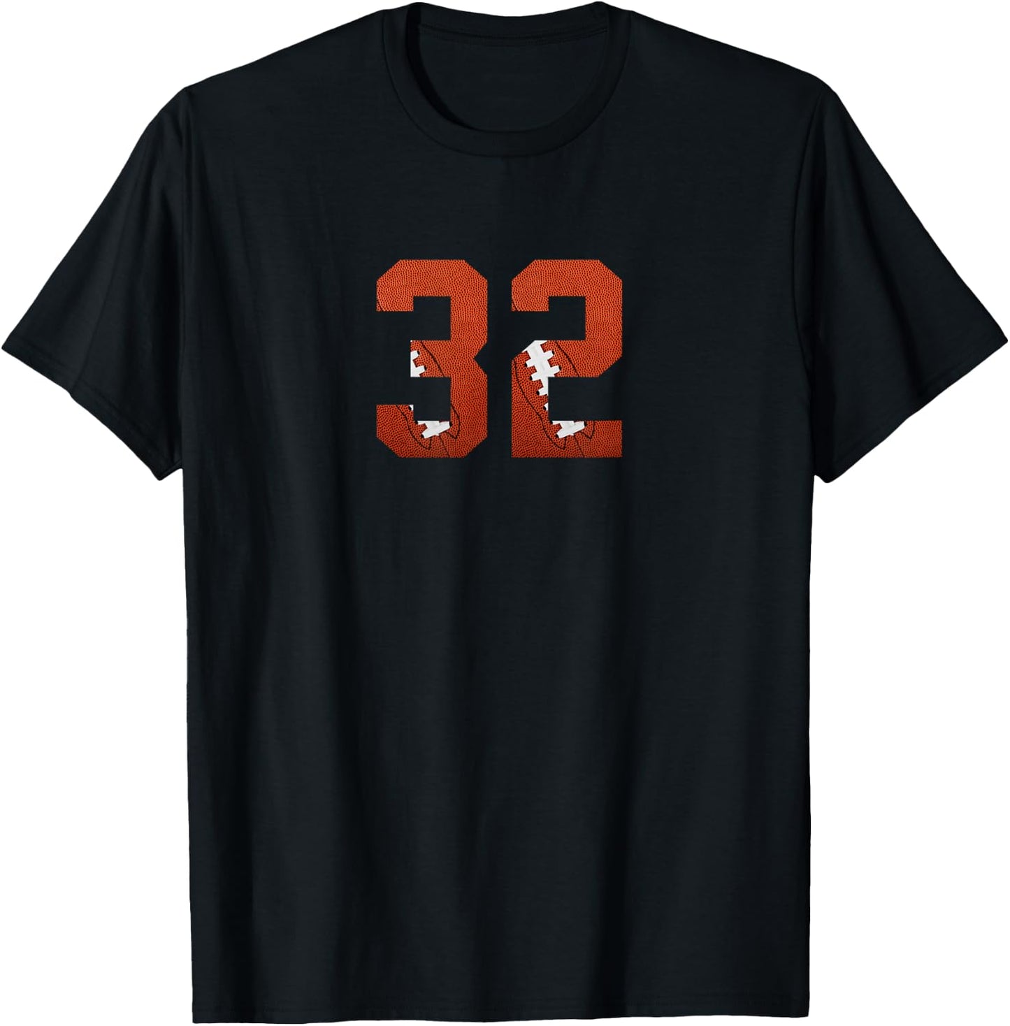 Number 32 - Minimalist American Football Jersey Numbered T-Shirt - T-Shirt | Black