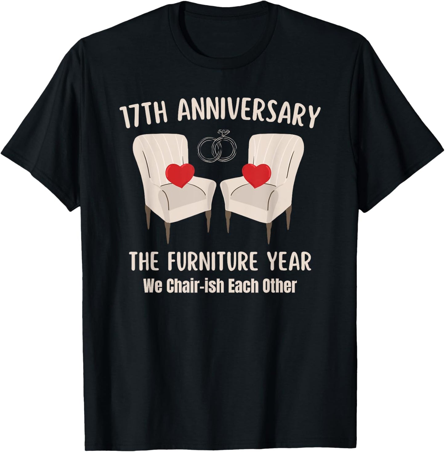 17th Wedding Anniversary Furniture Anniversary Traditional T-Shirt - T-Shirt | Black