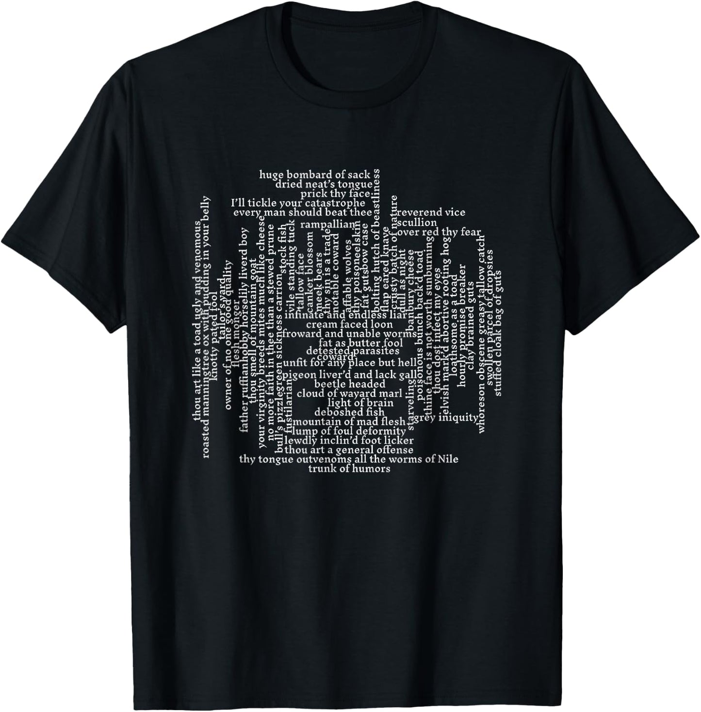 Dramatically Correct Shakespeare Insults Funny Quote - Black, -Adults, Short Sleeve, Classic Fit, Cotton, Polyester, Machine Wash, 1 Count, Small T-Shirt - T-Shirt | Black