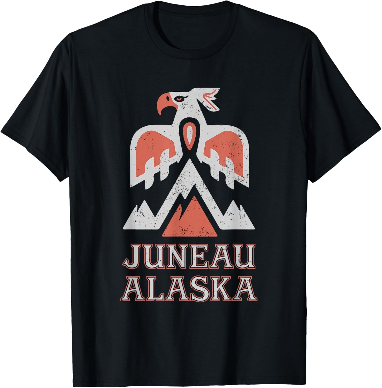 Vintage Juneau Alaska Mountain Eagle Tribal American Indian T-Shirt - T-Shirt | Black