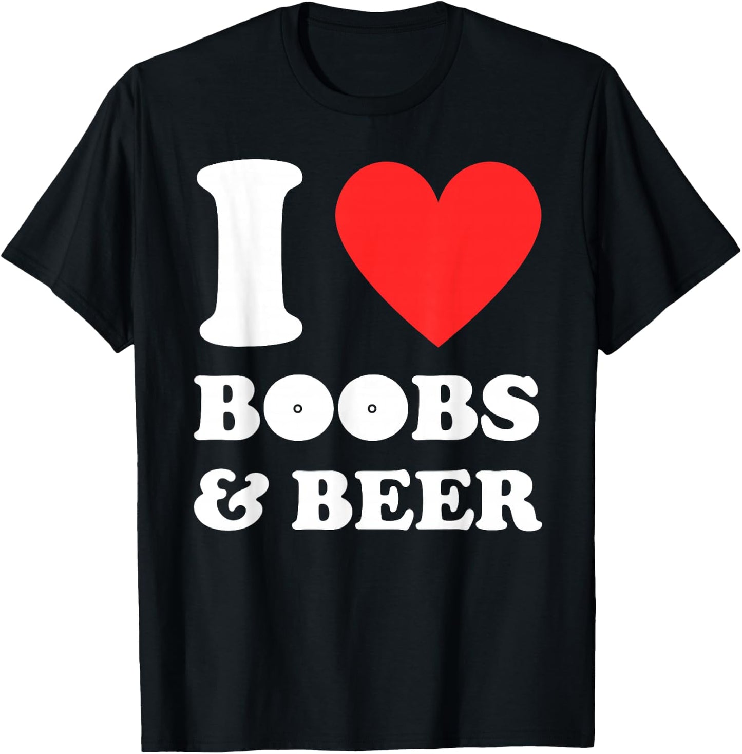 I Love Heart Boobs and Beer Trucking Trucker Driver Funny T-Shirt - T-Shirt | Black
