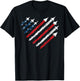 Retro Fighter Jet Airplane American Flag Heart 4th Of July T-Shirt - T-Shirt | Black