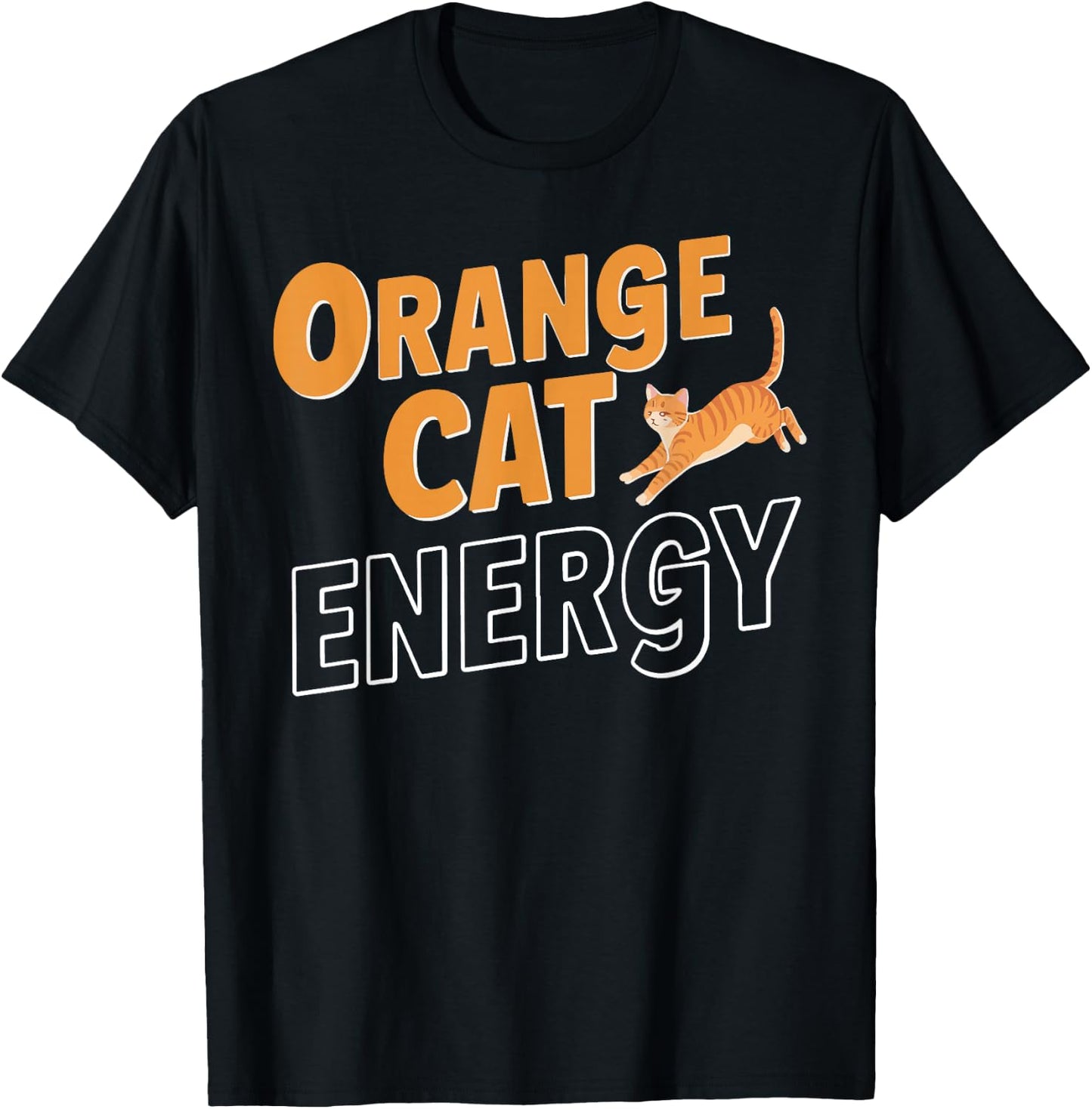 Orange Cat Energy T-Shirt - T-Shirt | Black