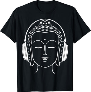 Buddha Headphones Zen Music Meditation T-Shirt - T-Shirt | Black