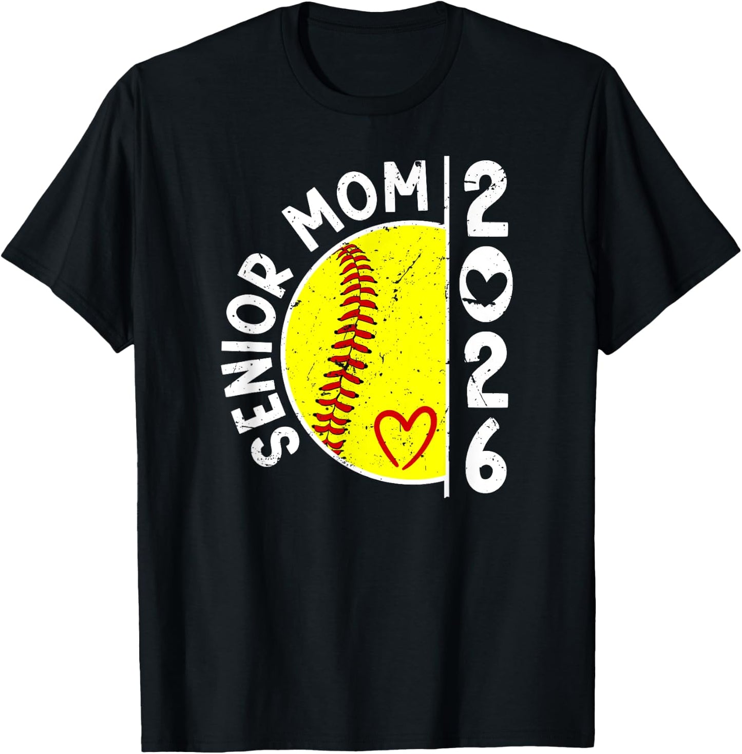 Proud Softball Senior Mom 2026 Softball Player Senior Mama T-Shirt - T-Shirt | Black