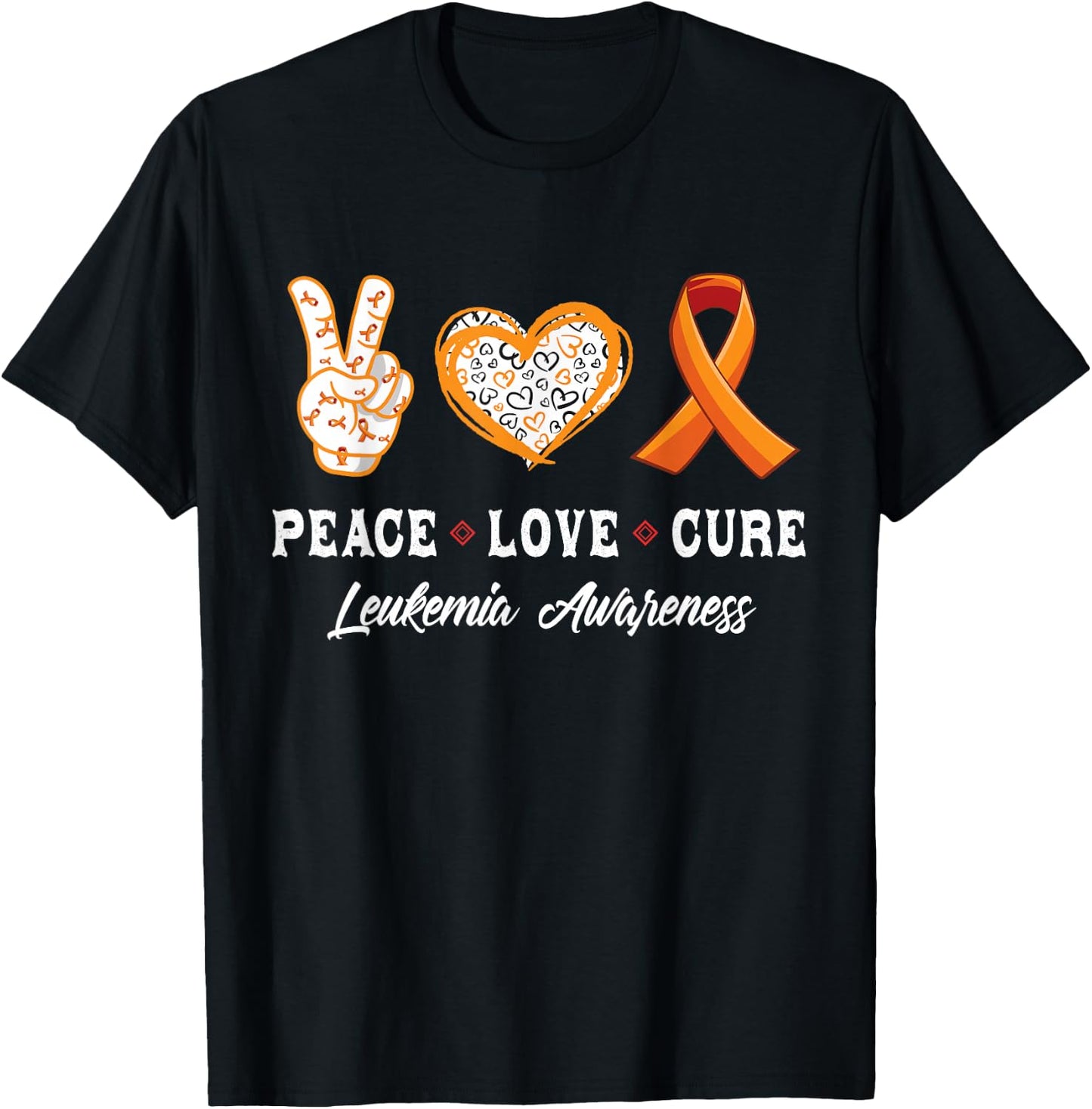 Peace Love cure Leukemia awareness men women kids Leukemia T-Shirt - T-Shirt | Black
