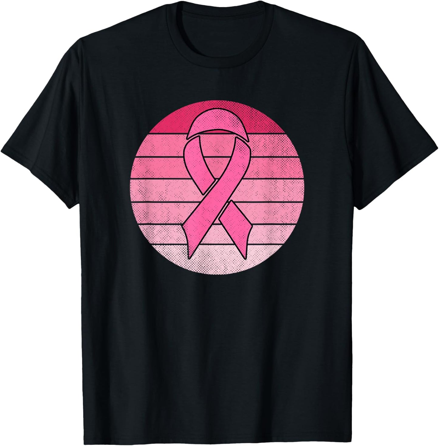 Vintage Pink Ribbon Breast Cancer Awareness Costume Retro T-Shirt - T-Shirt | Black
