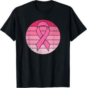 Vintage Pink Ribbon Breast Cancer Awareness Costume Retro T-Shirt - T-Shirt | Black