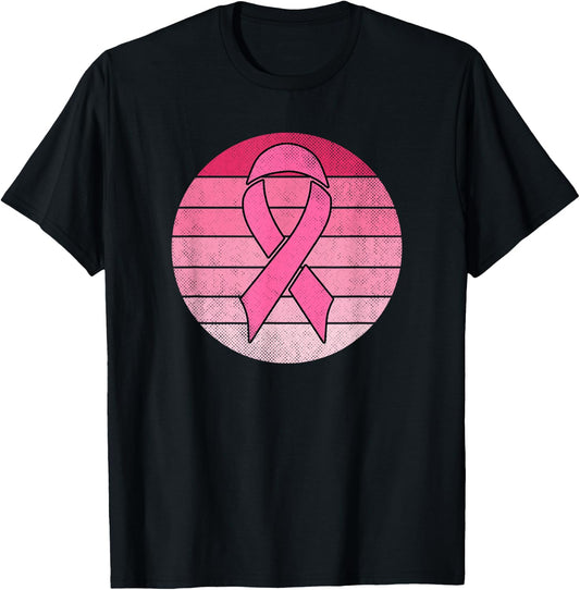 Vintage Pink Ribbon Breast Cancer Awareness Costume Retro T-Shirt - T-Shirt | Black