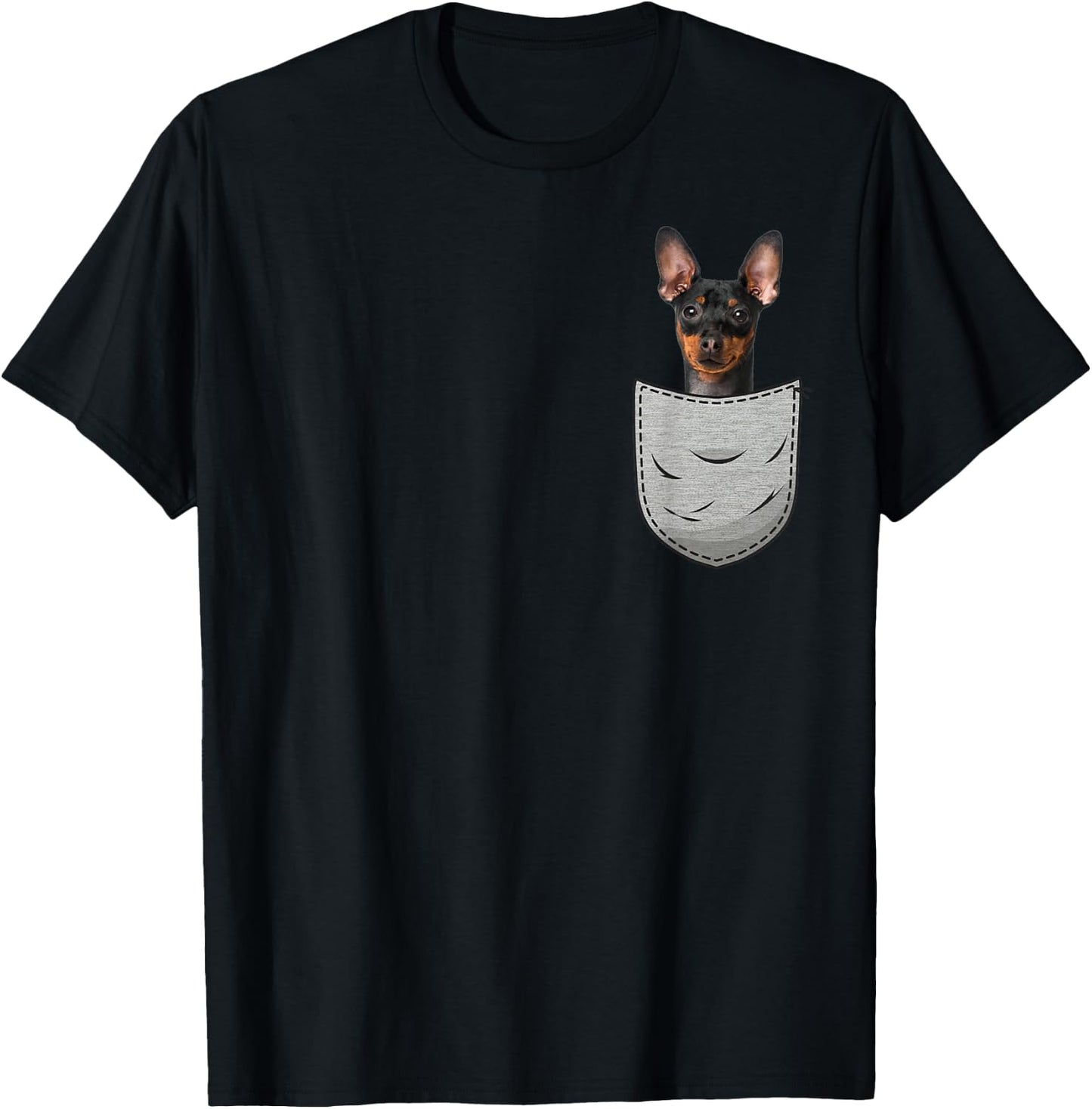 Miniature Pinscher Chest Pocket Minpin T-Shirt - T-Shirt | Black