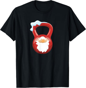 Christmas Gym Workout Gnome Kettlebell Xmas For Gym Lover T-Shirt - T-Shirt | Black