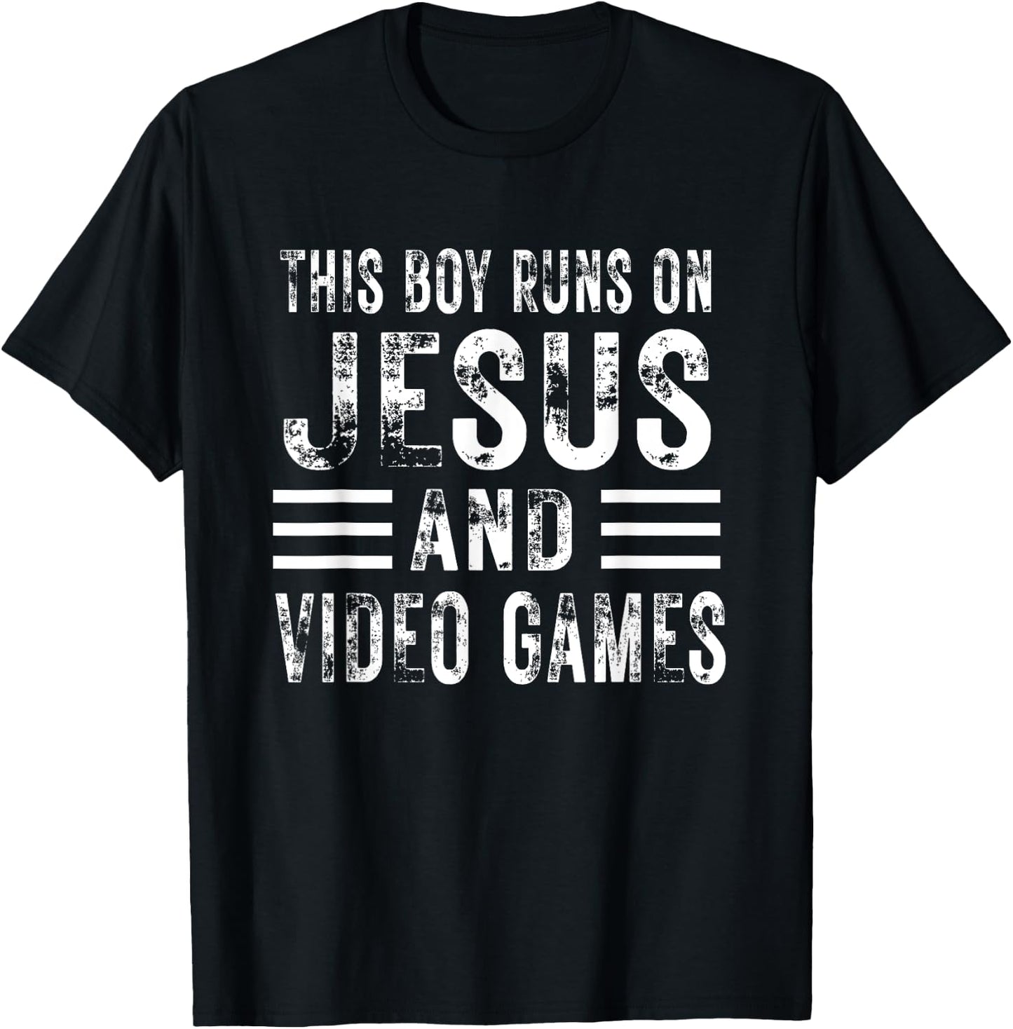 This Boy Runs On Jesus And Video Games Christian Christ kids T-Shirt - T-Shirt | Black