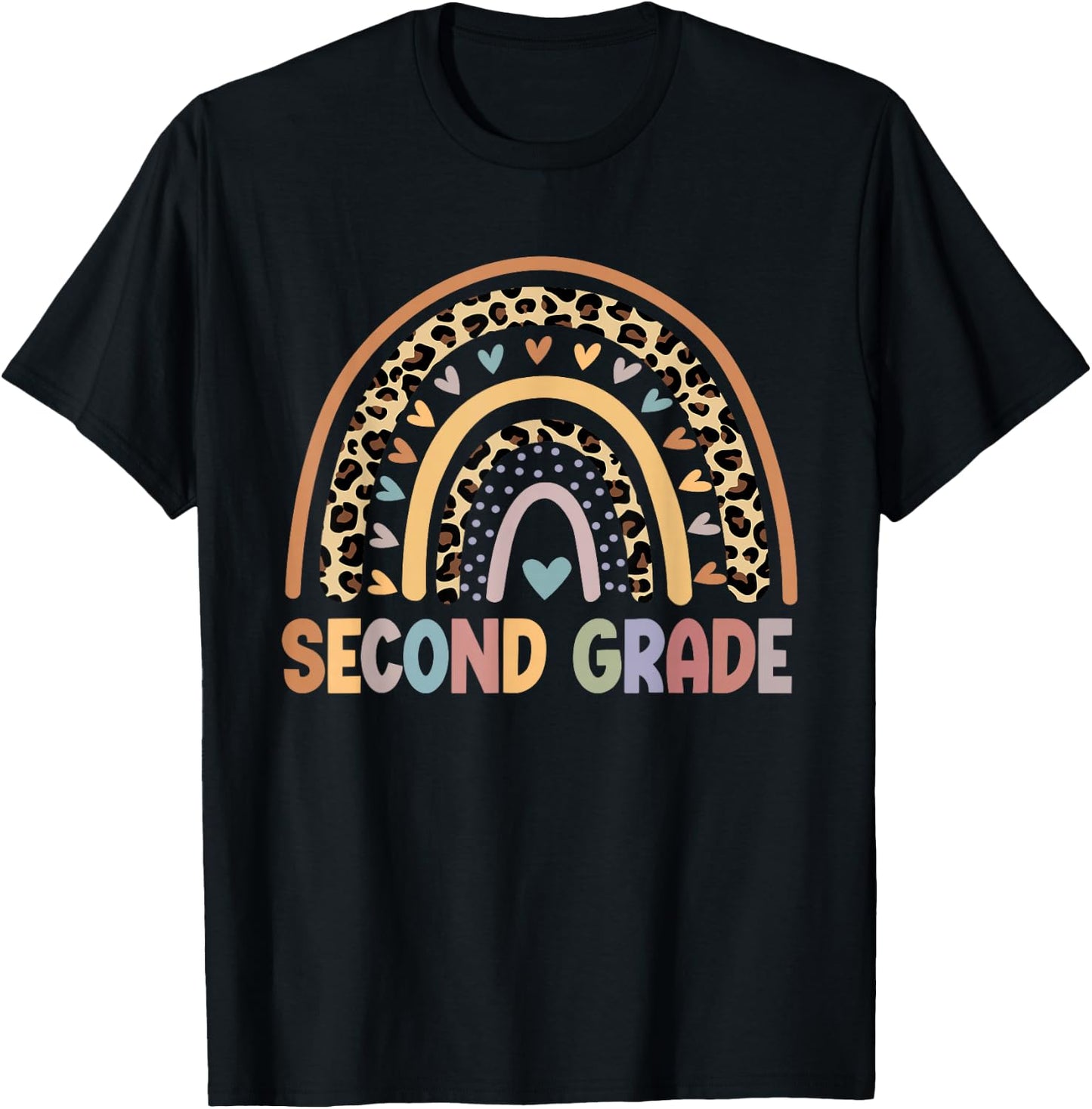 Second Grade Rainbow Girls Boys Teacher Team 2nd Grade Squad T-Shirt - T-Shirt | Black