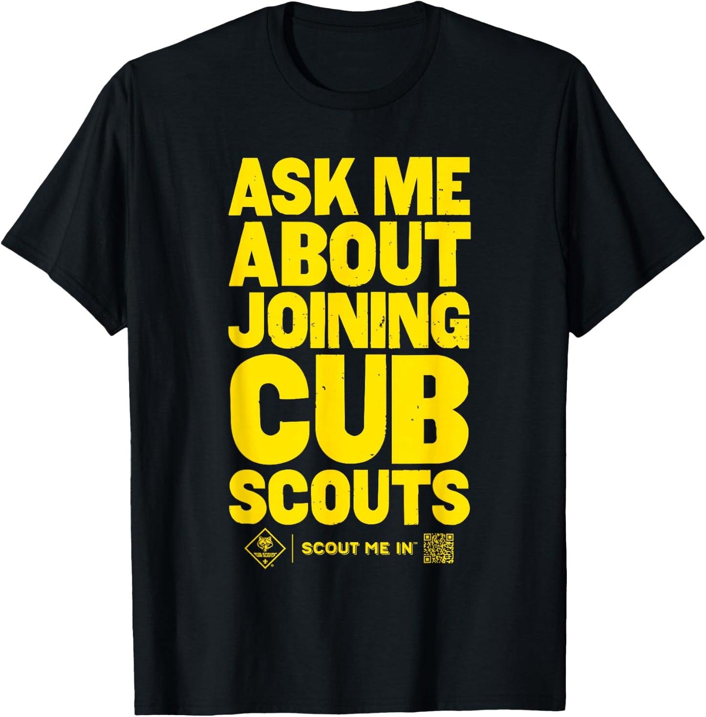 Ask Me About Joining Cub Scouts (Yellow) T-Shirt - T-Shirt | Black