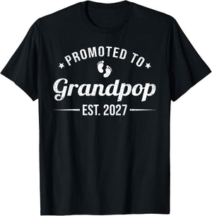 Promoted to Grandpop EST. 2027 Funny Soon to Be Grandpop T-Shirt - T-Shirt | Black