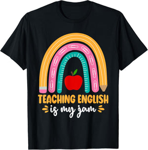 Grammar Police English Teacher Teaching English Is My Jam Men Women Kids T-Shirt - T-Shirt | Black
