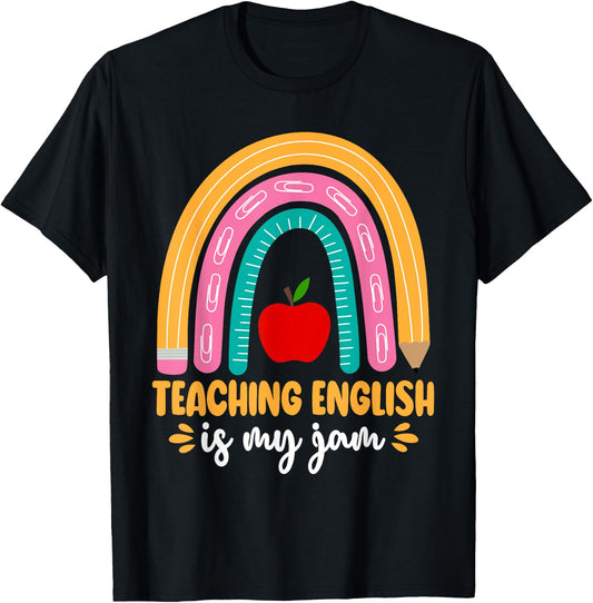 Grammar Police English Teacher Teaching English Is My Jam Men Women Kids T-Shirt - T-Shirt | Black