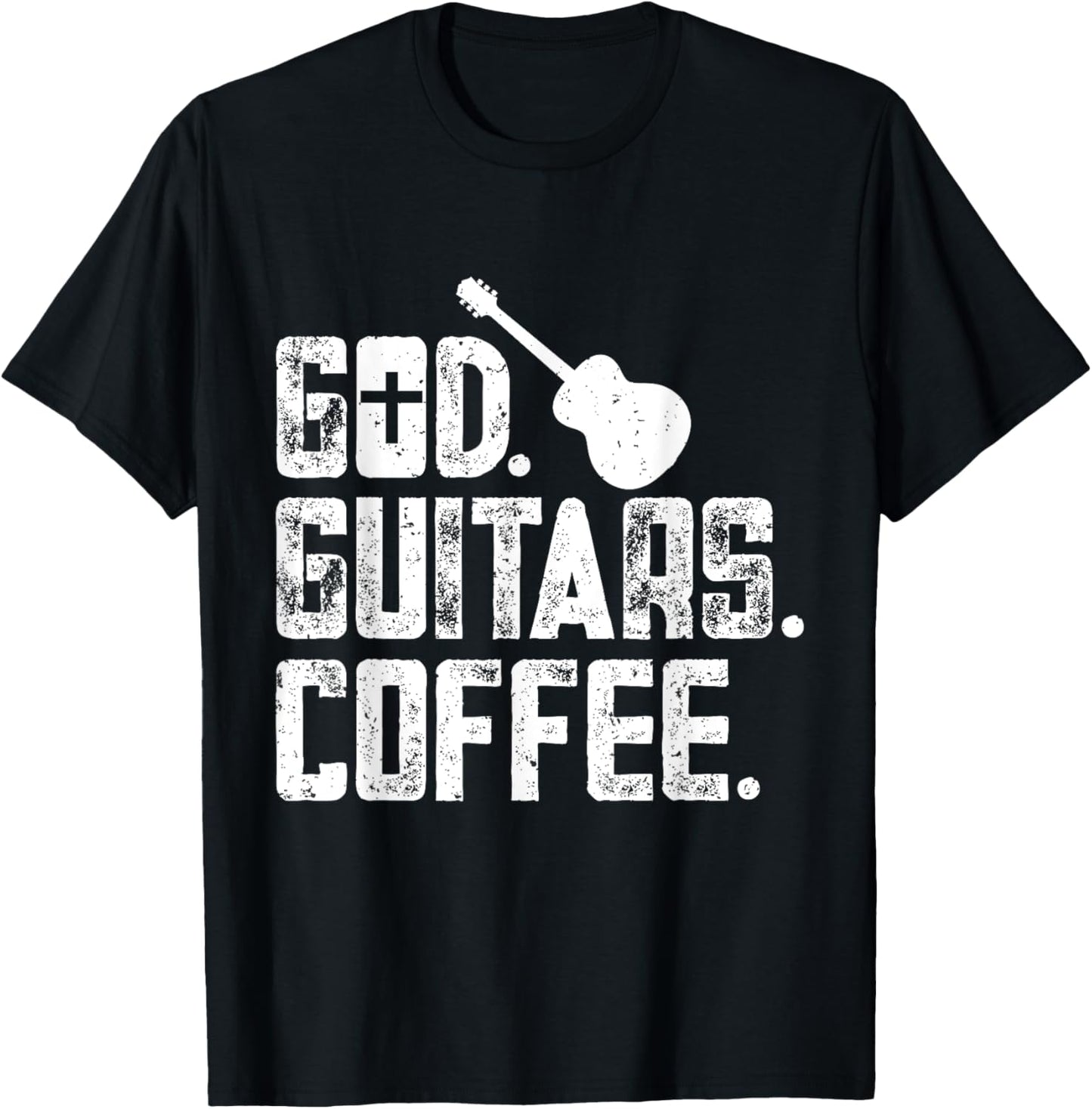God Guitar Coffee Christian Guitar Player Guitarist Jesus T-Shirt - T-Shirt | Black