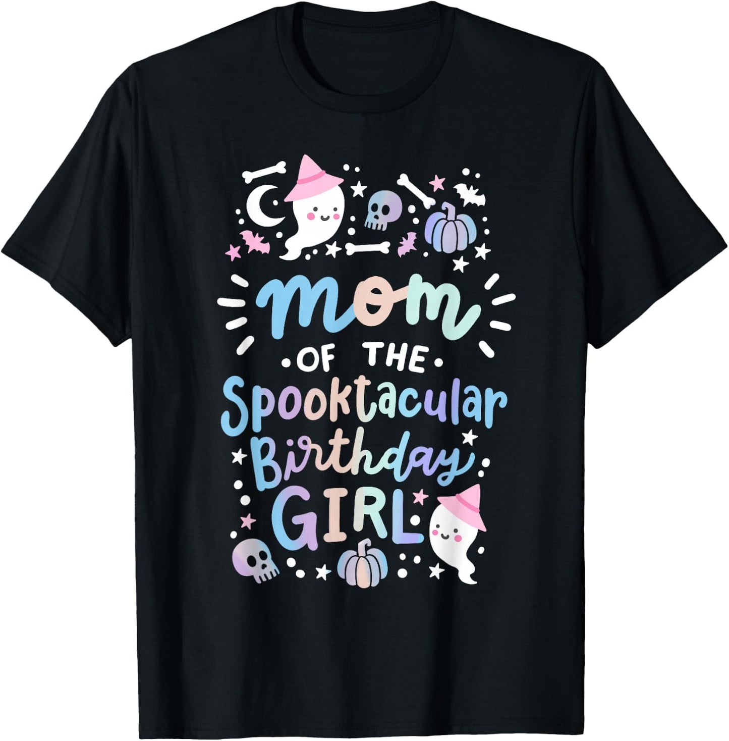 Mom of the Spooktacular Birthday Girl Halloween Family T-Shirt - T-Shirt | Black