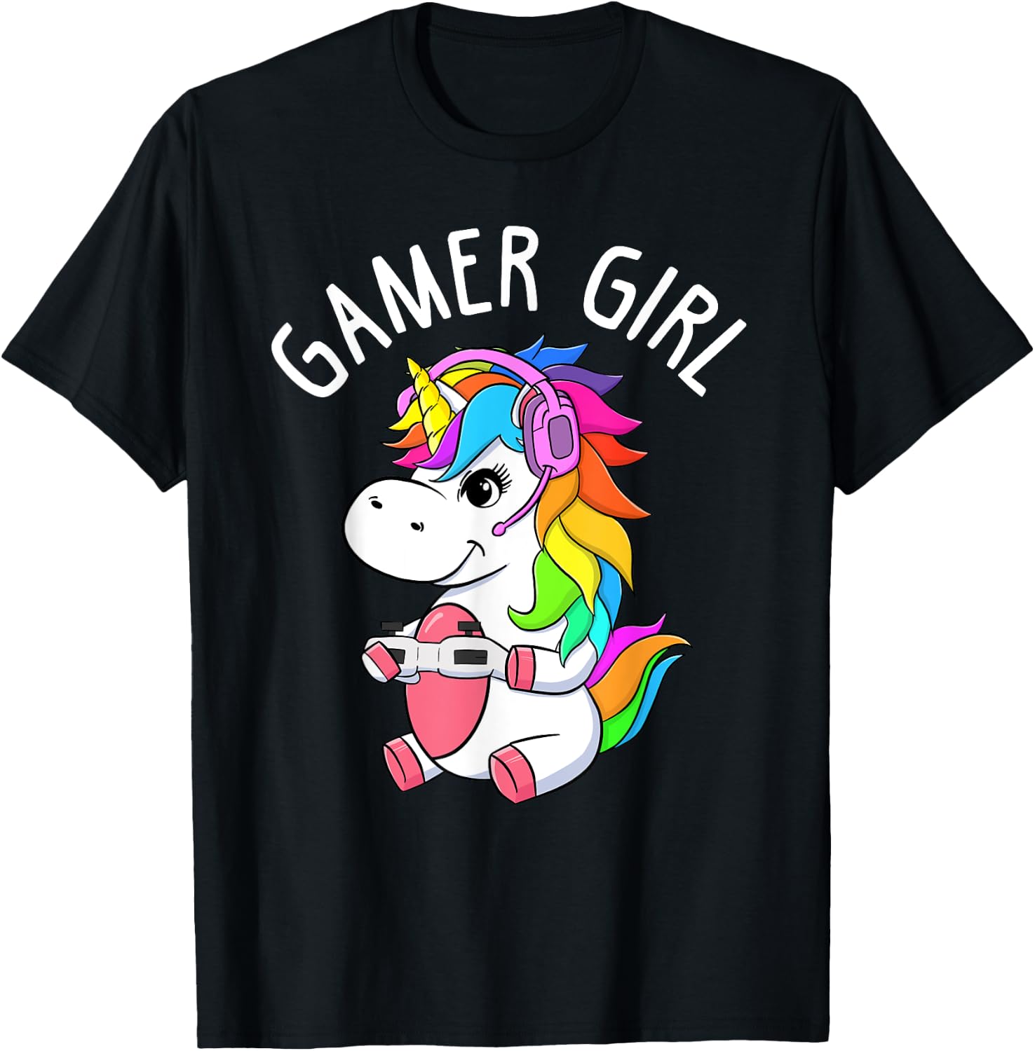 Gamer Girl Gaming Unicorn Cute Video Game Gift Women Girls T-Shirt - T-Shirt | Black