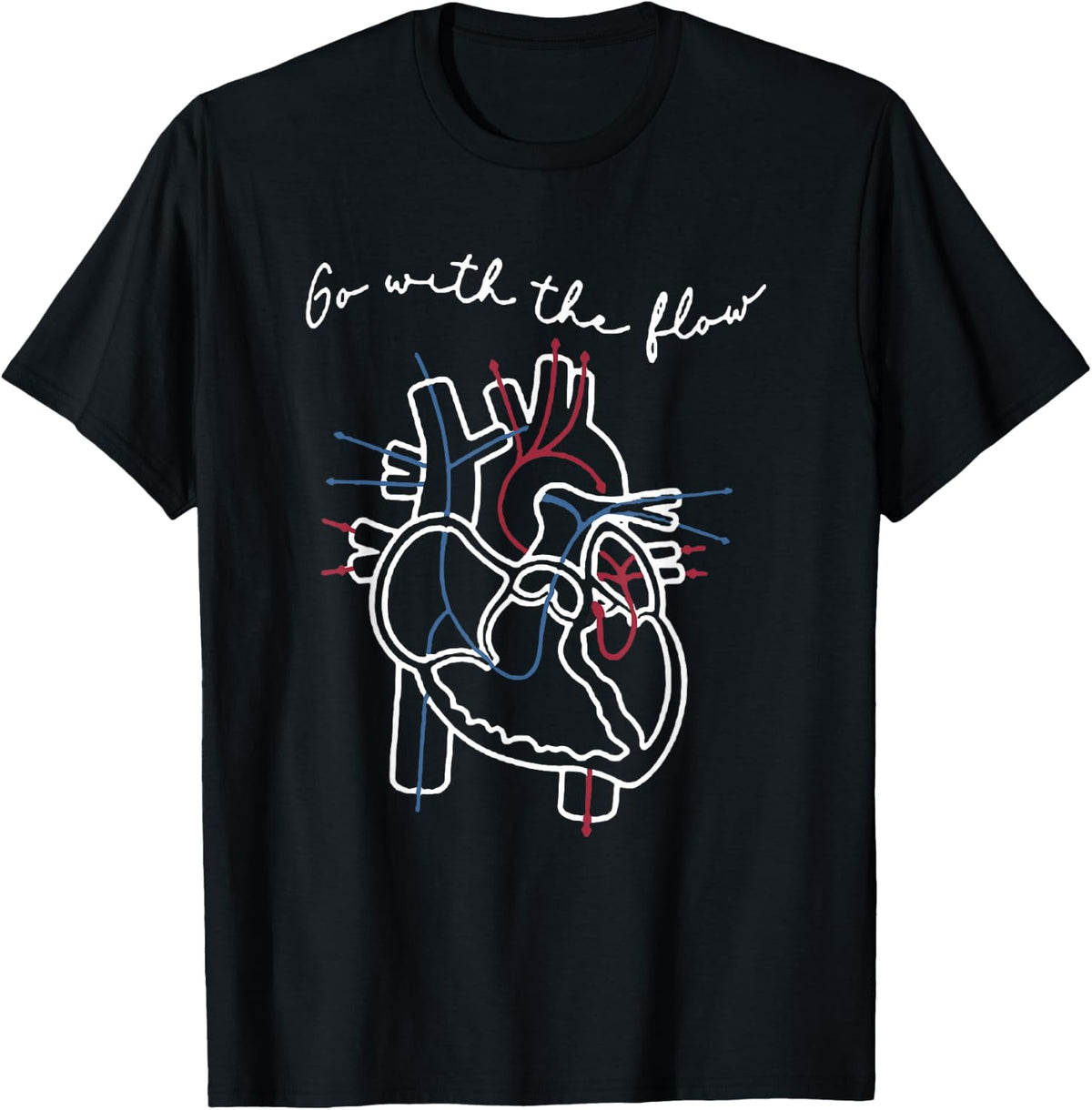 CVICU Cardiac Nurse Anatomy Cardiology Human Heart Flow T-Shirt - T-Shirt | Black