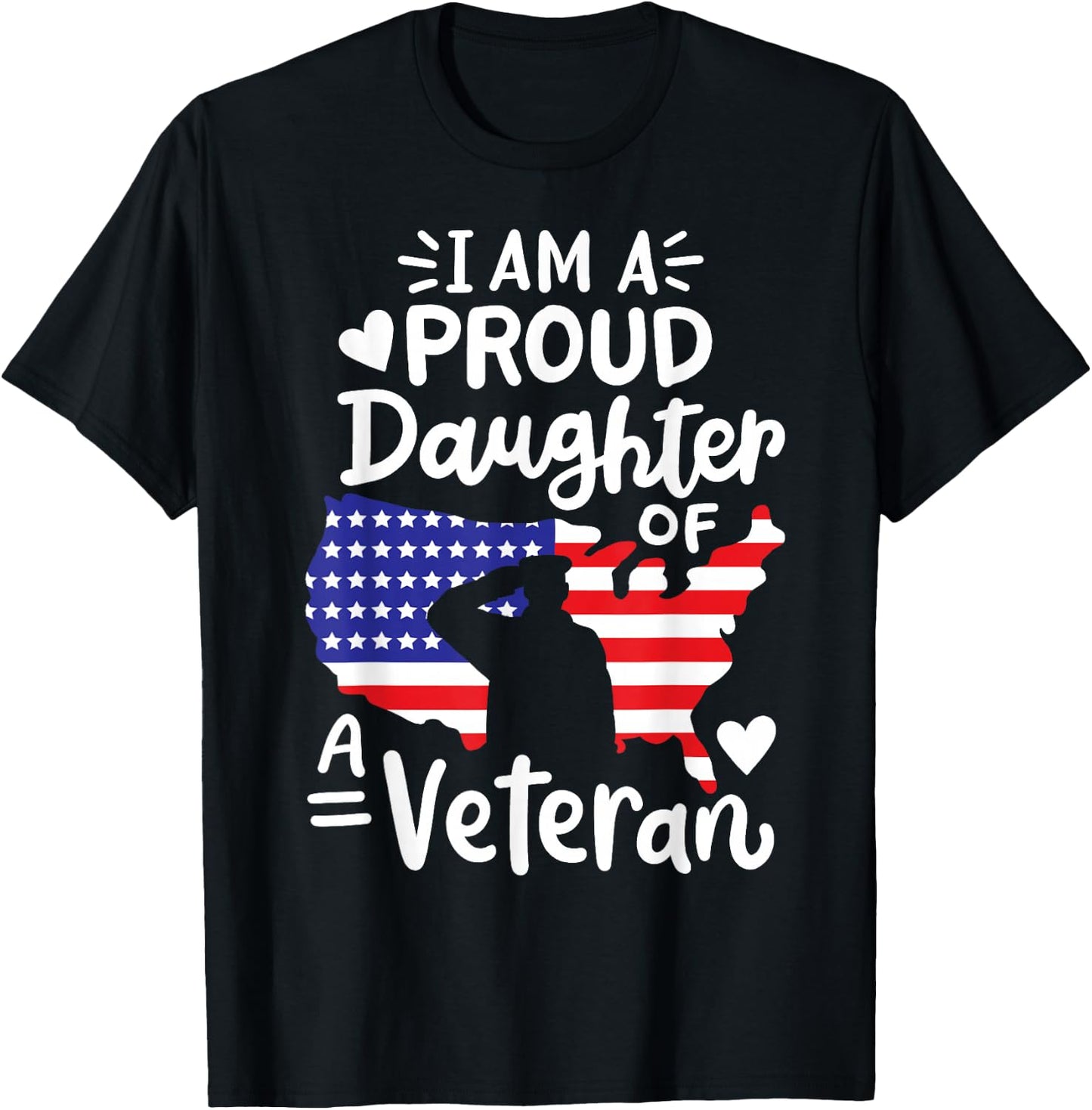 I'm A Proud Daughter of A Veteran Father's Day Girls T-Shirt - T-Shirt | Black