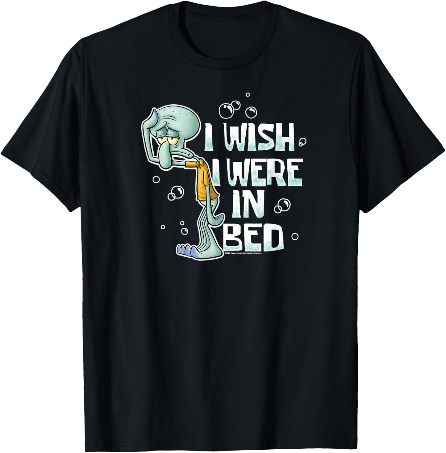 SpongeBob SquarePants - Squidward I Wish I Were In Bed T-Shirt - T-Shirt | Black