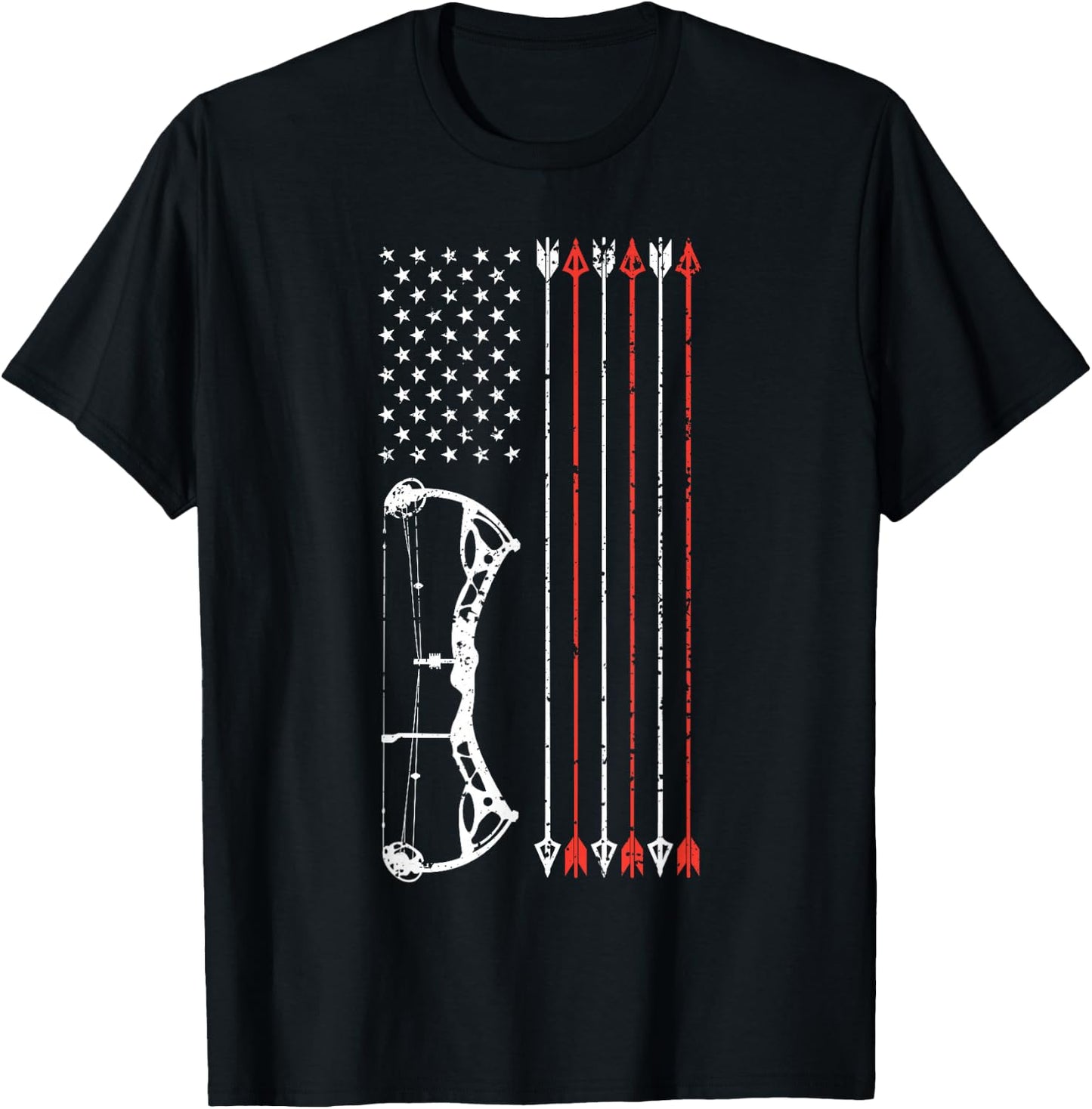 American Flag Hunter Archery Women Men Bow Hunting T-Shirt - T-Shirt | Black