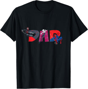 Marvel Spider-Man Trio Dad Father's Day Family Trip Birthday T-Shirt - T-Shirt | Black