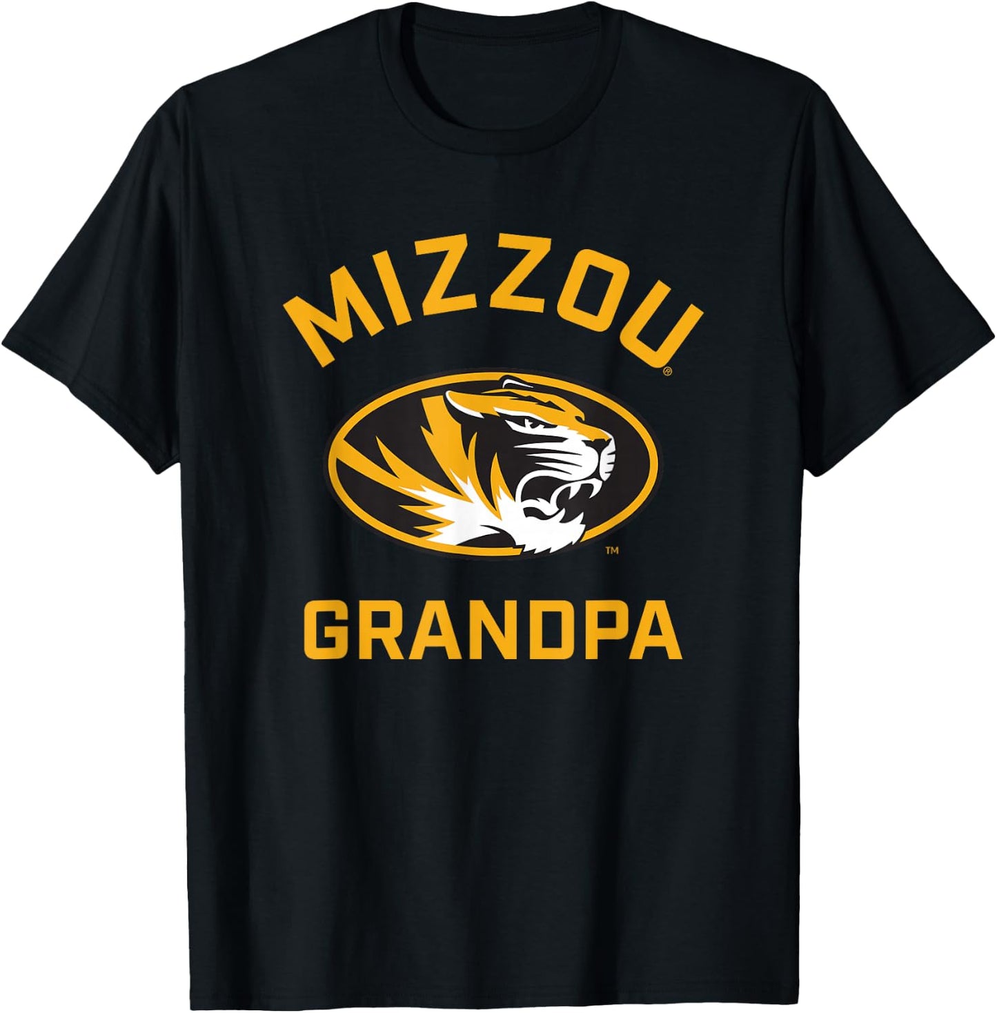 Campus Lab Mizzou Tigers Arched Grandpa - Black, -Adults, Short Sleeve, University Logo , Small T-Shirt - T-Shirt | Black