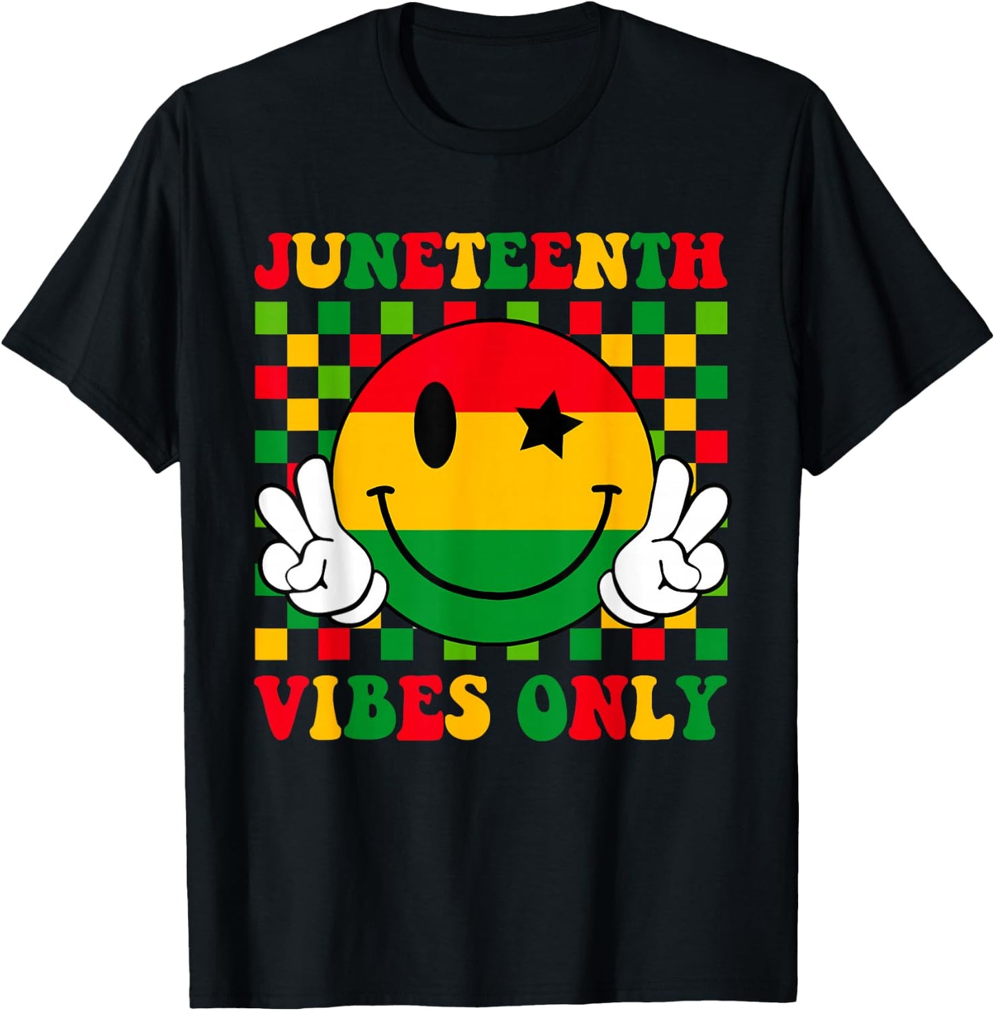 Juneteenth Vibes Only 1865 African Smile Face Girls T-Shirt - T-Shirt | Black