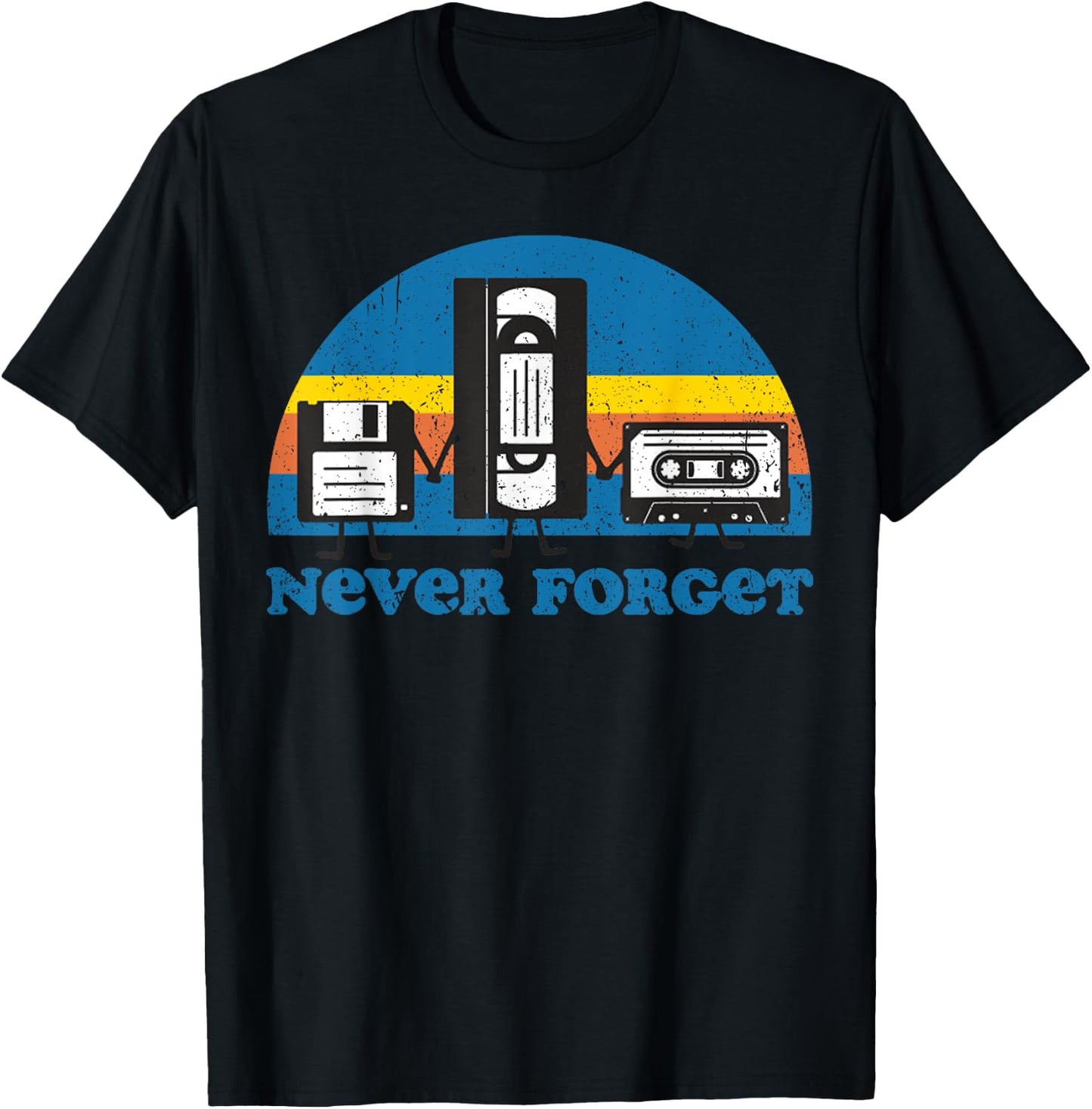 Never Forget Cassette Tape VHS Gamer Old School T-Shirt - T-Shirt | Black