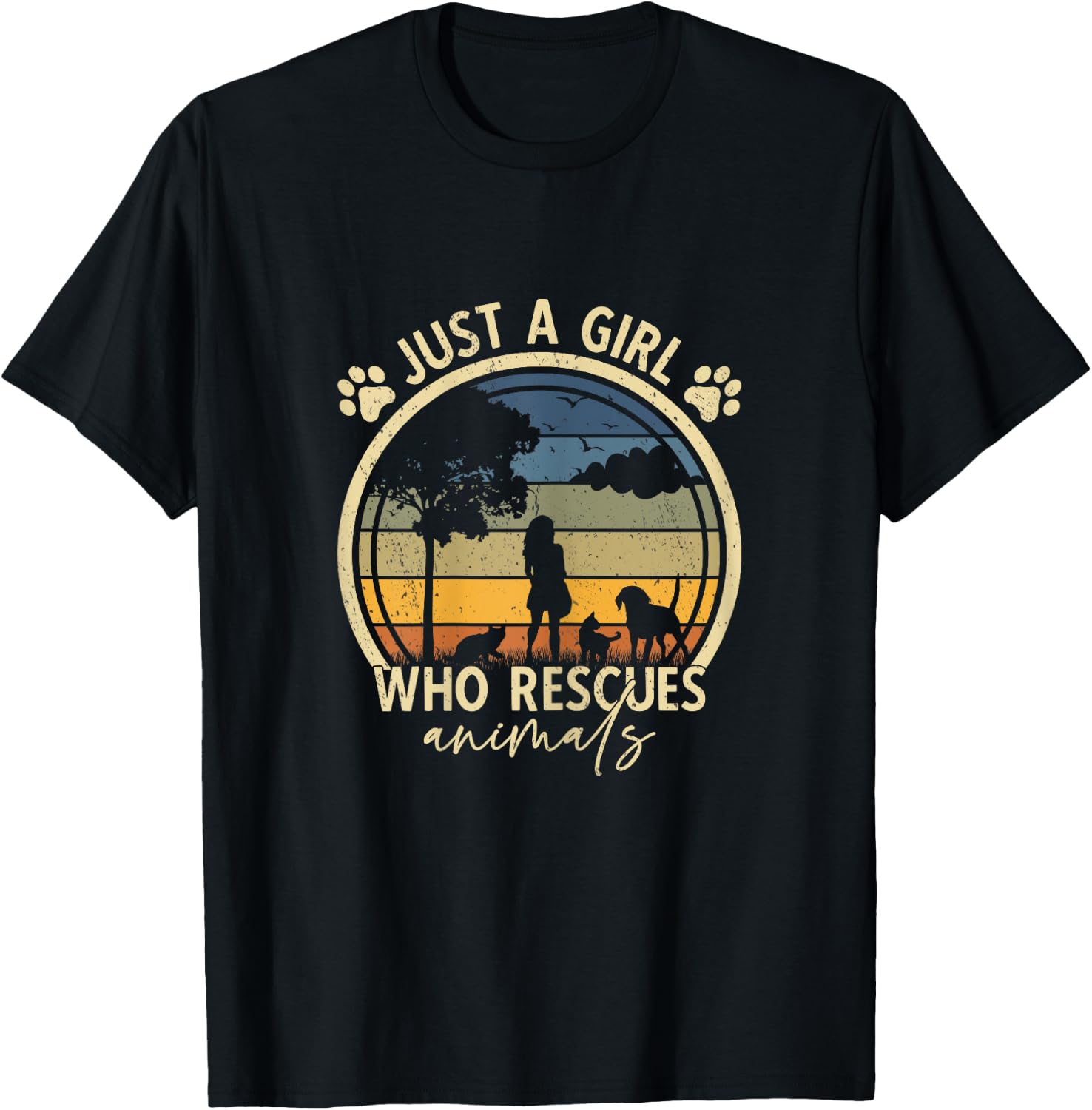 Rescue Animals Dog Cat Just a girl who rescues animals T-Shirt - T-Shirt | Black
