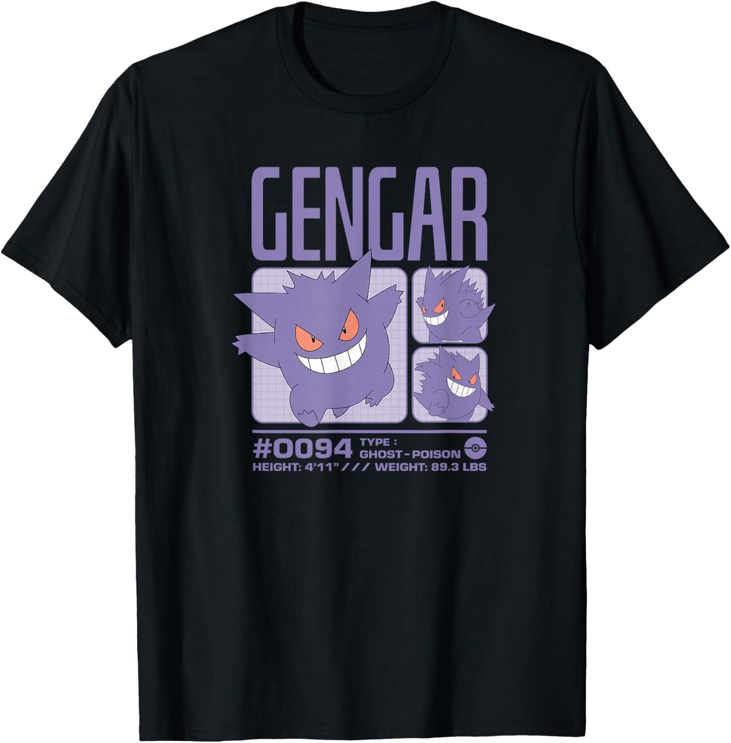 Pokémon - Gengar Pastel Stats Grid T-Shirt - T-Shirt | Black